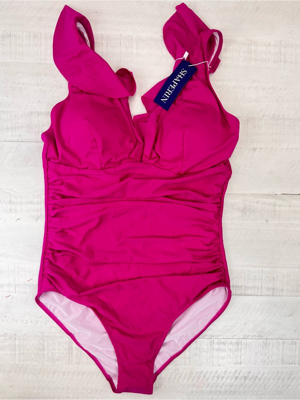 Shaperin Ruffle One Piece Swimsuits Tummy Control Bathing Suit nwt size large